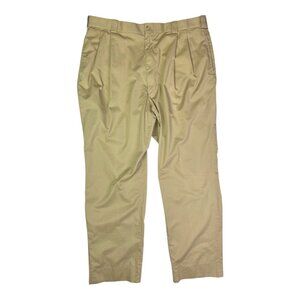 Vintage Normandy & Monroe Size 38R Tan Pleat-Front Pants Loro Piana Fabric